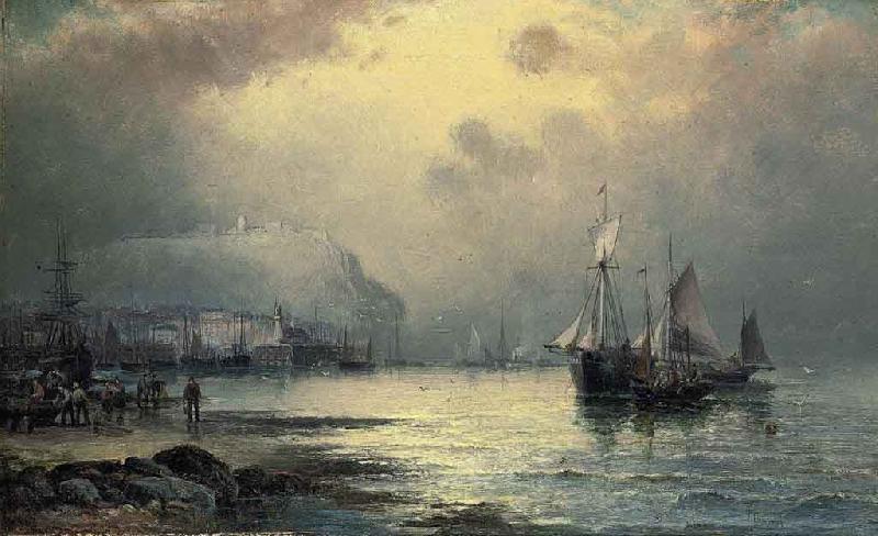 William J.Glackens Fishing vessels off Scarborough at dusk Spain oil painting art